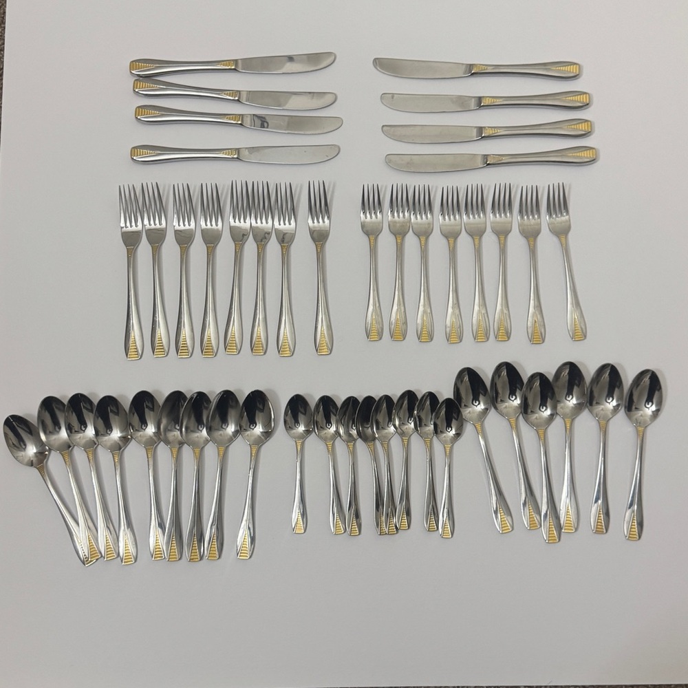 Silver and Gold Flatware Set